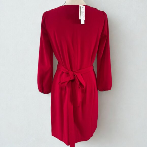 J.Crew NWT Long-Sleeve Wrap Dress - Size 0 - Red Holiday Party Ready - Picture 5 of 7